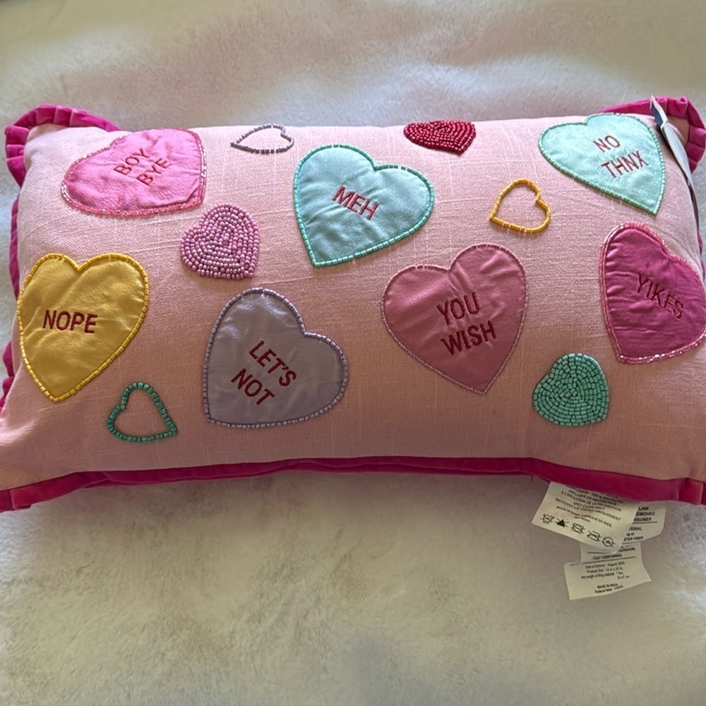 Cupcakes and Cashmere Valentines  Conversation Heart Pillow